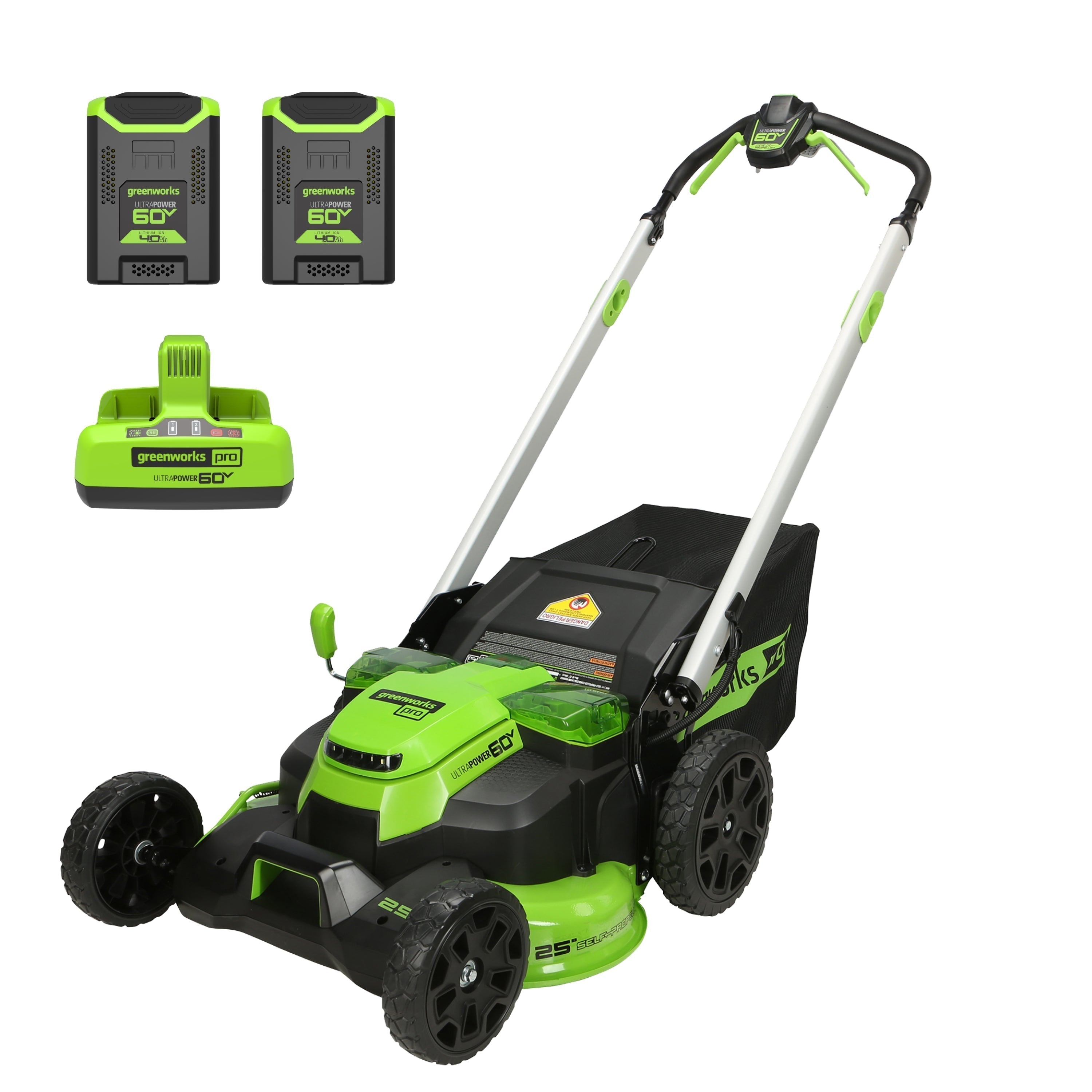 60V 25" Cordless Battery Dual Blade Self-Propelled Lawn Mower w/ Two (2) 4.0Ah Batteries & Dual-Port Charger, LM2516S