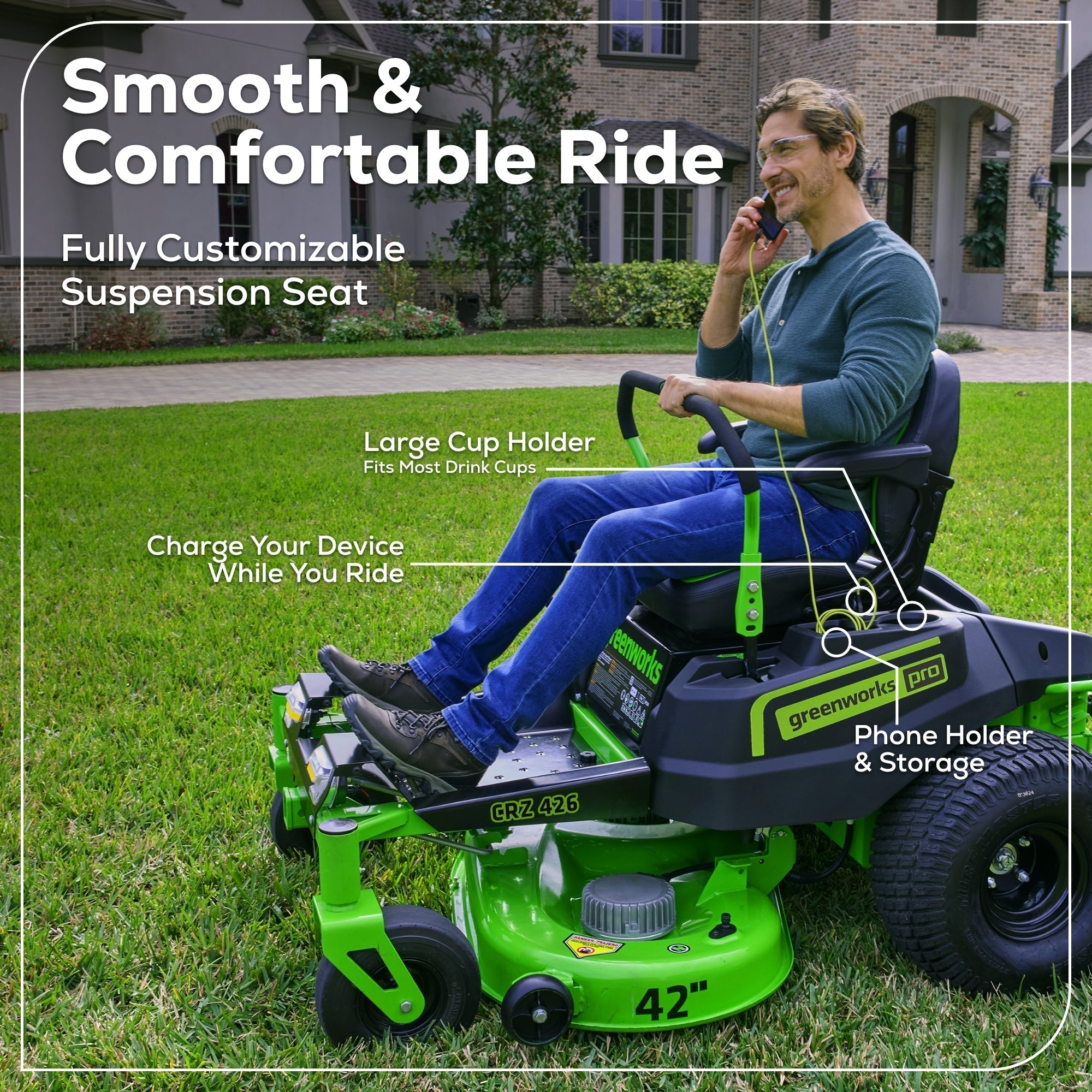60V 42” Electric CrossoverZ Zero Turn Mower with (6) 8 Ah Batteries and (3) Dual Port Turbo Chargers, CRZ4261