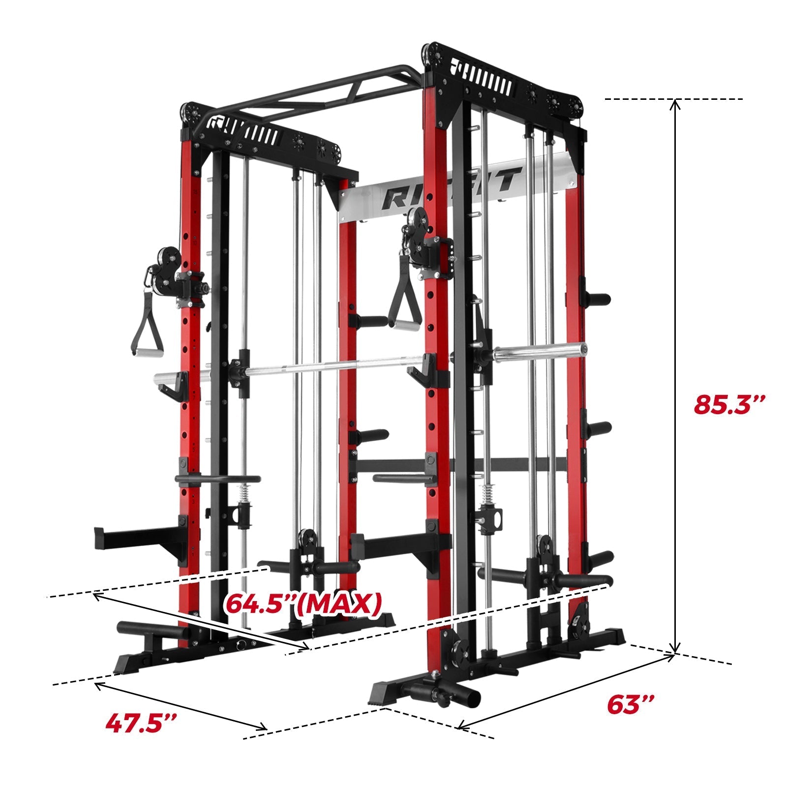 M1 PRO Multi-Functional Smith Machine with Cable Crossover System and Squat Rack for Home Gym