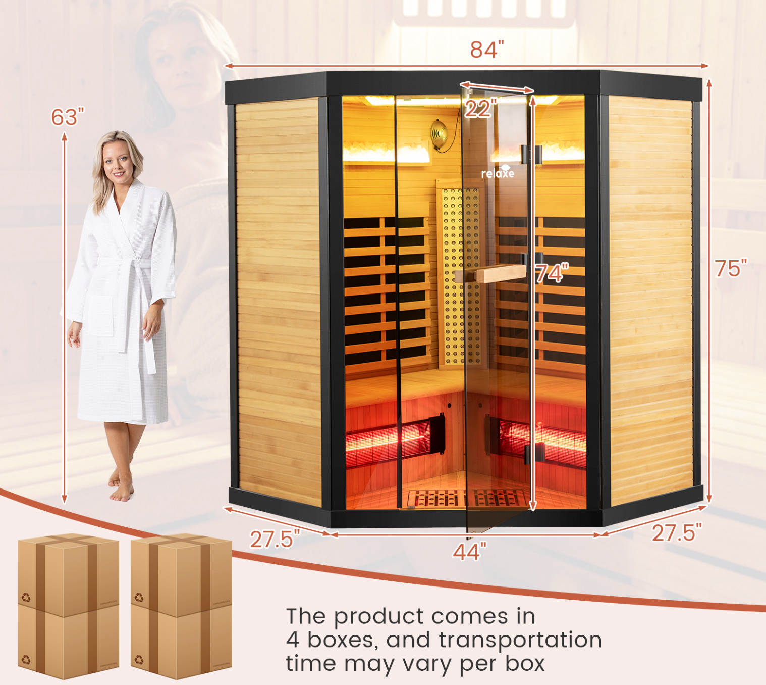 Full Spectrum Infrared Sauna With Red Light Therapy Panel