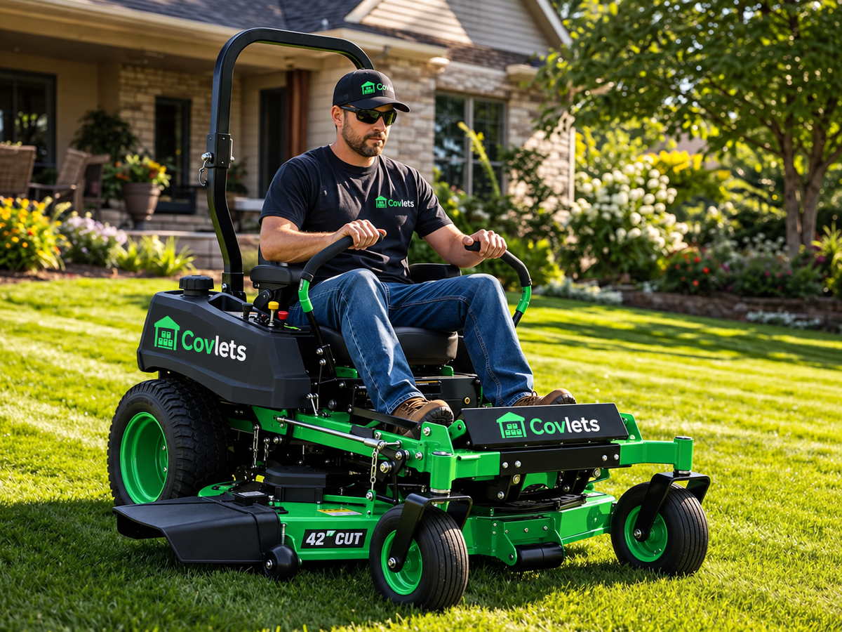 covlets 46 in. 22 HP Gas Riding Lawn Mower with Briggs & Stratton Engine, 7-Speed Transmission & Dual Blade Cutting Deck