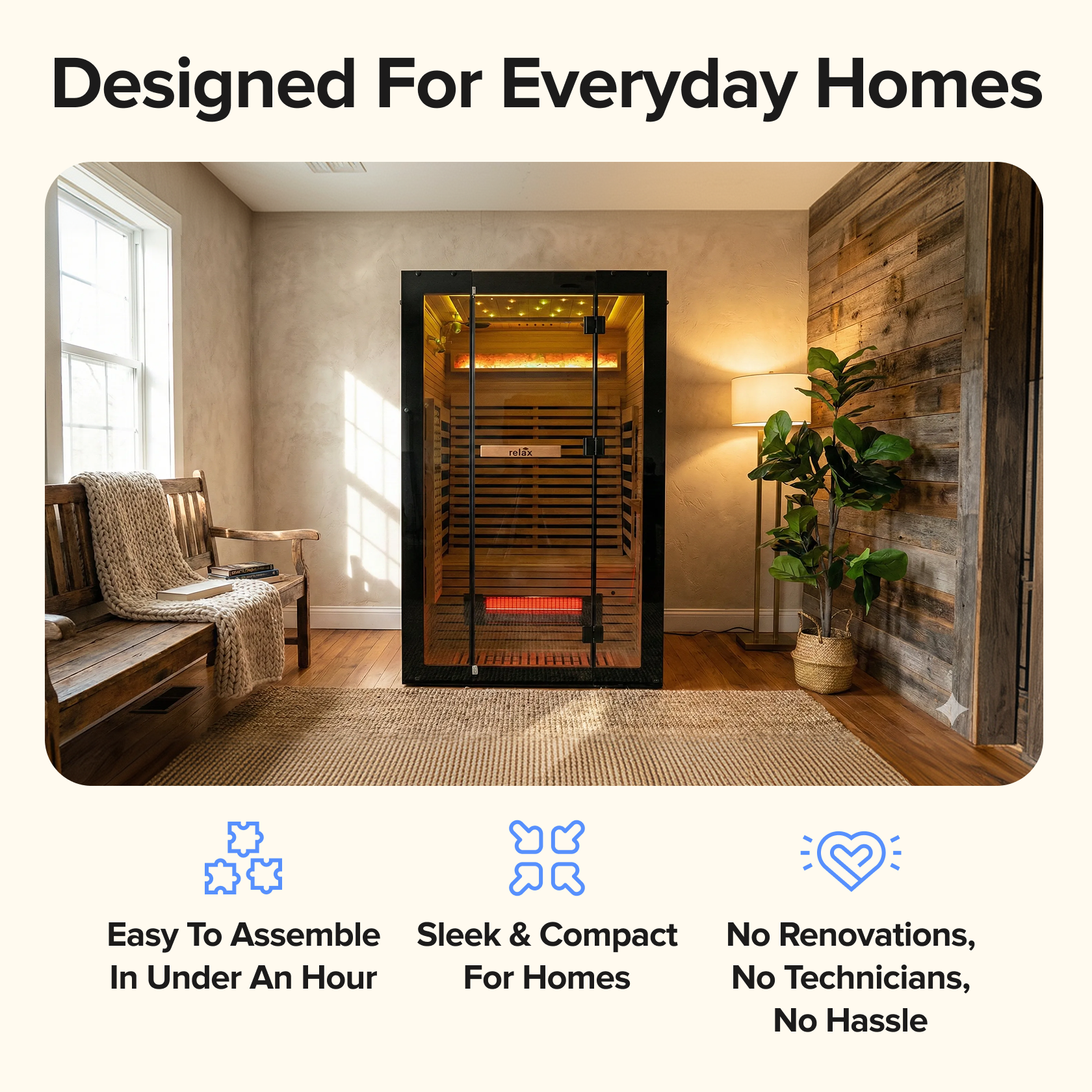 Full Spectrum Infrared Sauna With Red Light Therapy Panel