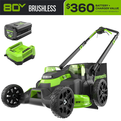 80V 25" Cordless Battery Dual Blade Self-Propelled Mower: 4.0 Ah Battery and Rapid Charger, LM2508S