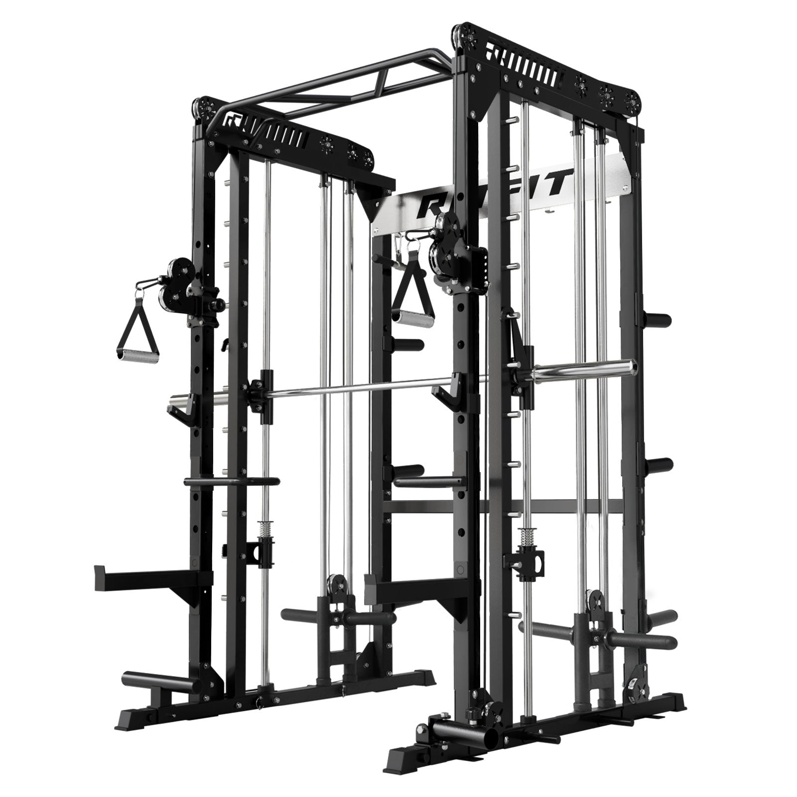 RitFit M1 PRO multi-functional Smith machine with cable crossover and squat rack for home gym workouts.
