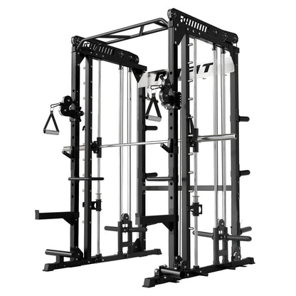 RitFit M1 PRO multi-functional Smith machine with cable crossover and squat rack for home gym workouts.
