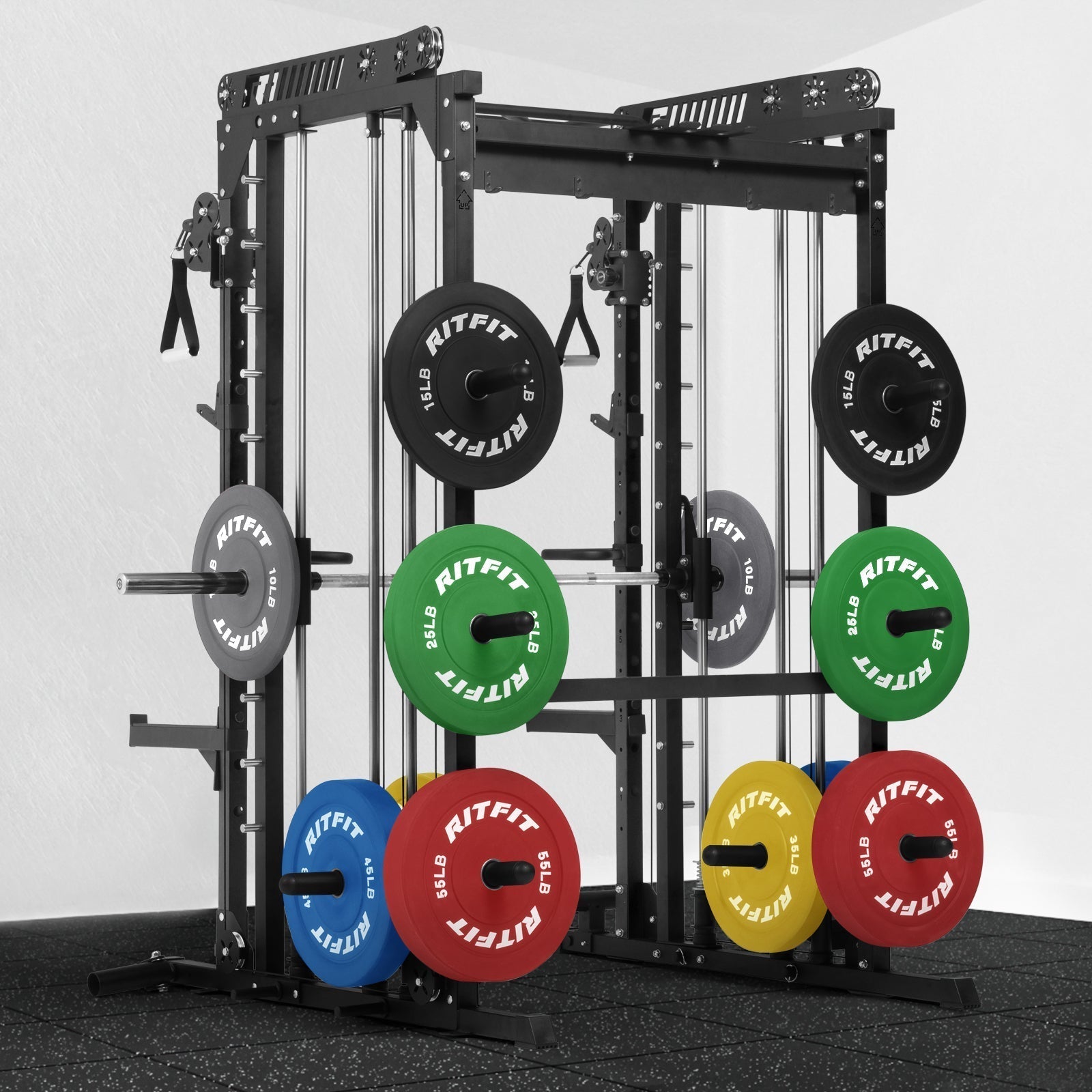 M1 PRO Multi-Functional Smith Machine with Cable Crossover System and Squat Rack for Home Gym
