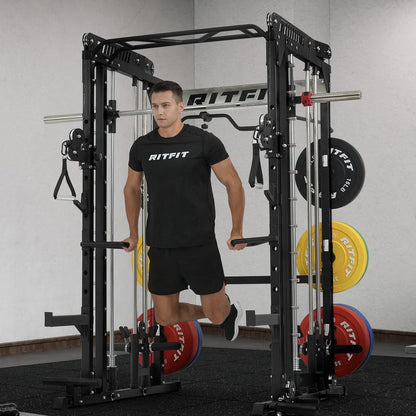 M1 PRO Multi-Functional Smith Machine with Cable Crossover System and Squat Rack for Home Gym