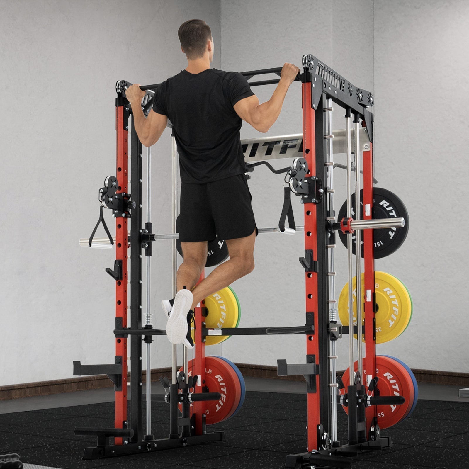 M1 PRO Multi-Functional Smith Machine with Cable Crossover System and Squat Rack for Home Gym