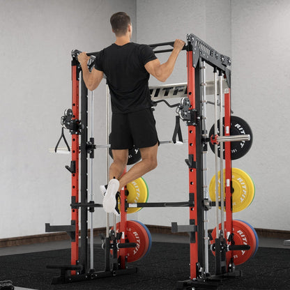 M1 PRO Multi-Functional Smith Machine with Cable Crossover System and Squat Rack for Home Gym