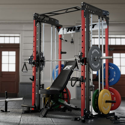 M1 PRO Multi-Functional Smith Machine with Cable Crossover System and Squat Rack for Home Gym