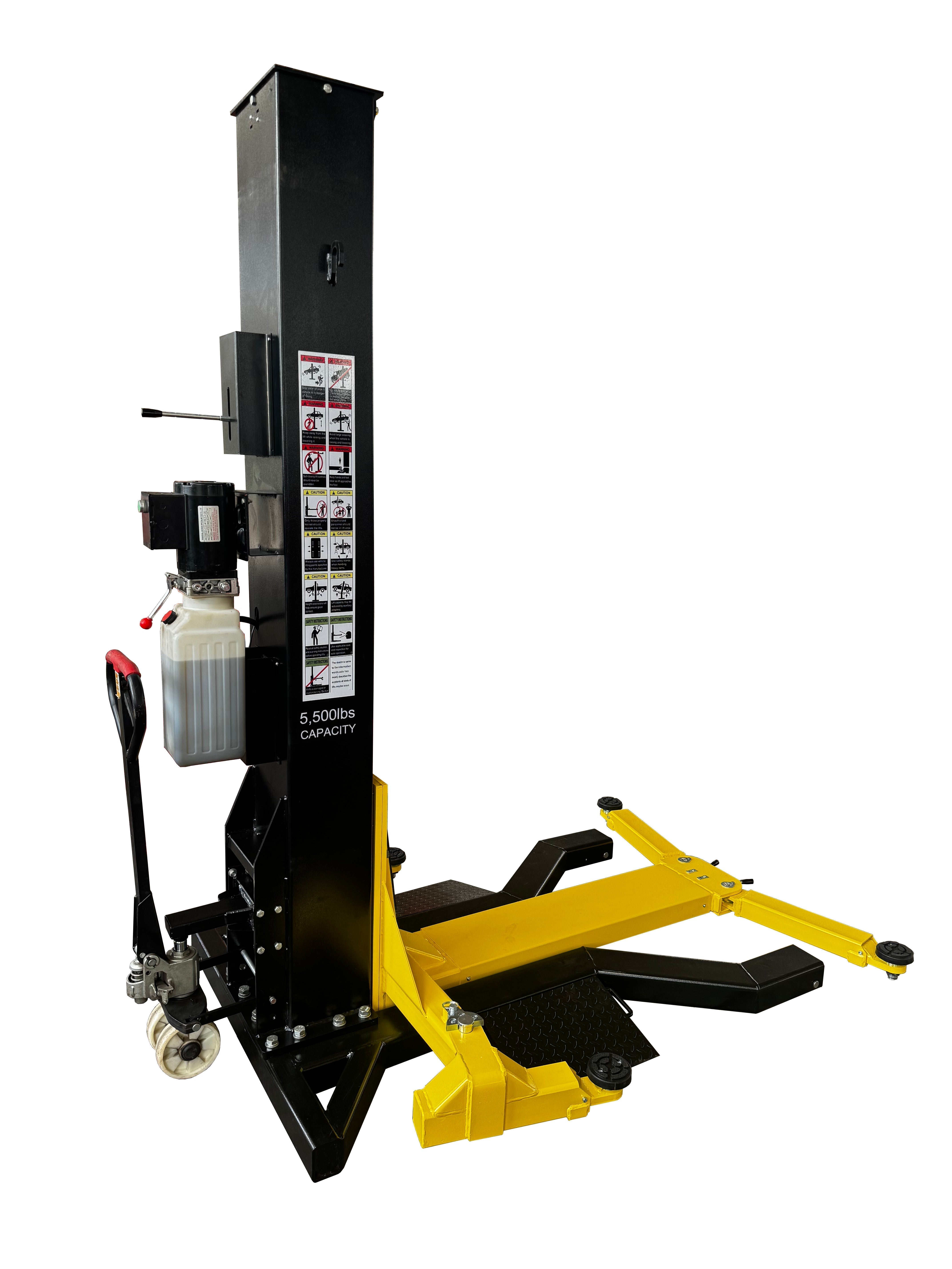 MOVEABLE SINGLE POST LIFT CAR LIFT 6,000 LB CAPACITY