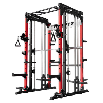 RitFit M1 PRO multi-functional Smith machine with cable crossover, squat rack, and home gym rack for strength training.