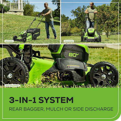 80V 21" Brushless 3-in-1 Push Lawn Mower: 4.0 Ah Battery and Charger, LM2138