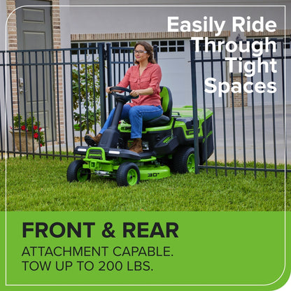 60V 30" CrossoverT Riding Lawn Tractor with (4) 8.0 Ah Batteries and 600-Watt Charger, CRT3062