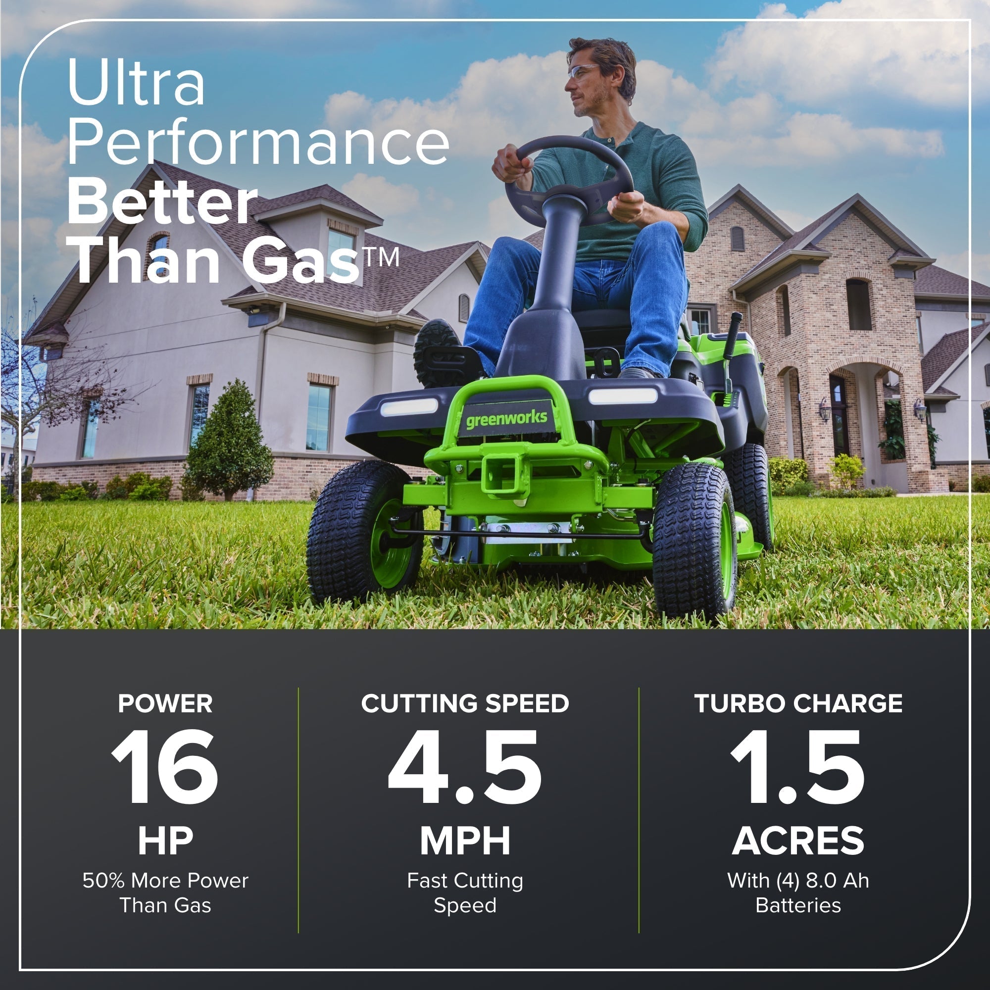 60V 30" CrossoverT Riding Lawn Tractor with (4) 8.0 Ah Batteries and 600-Watt Charger, CRT3062