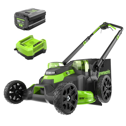 80V 25" Cordless Battery Dual Blade Self-Propelled Mower: 4.0 Ah Battery and Rapid Charger, LM2508S