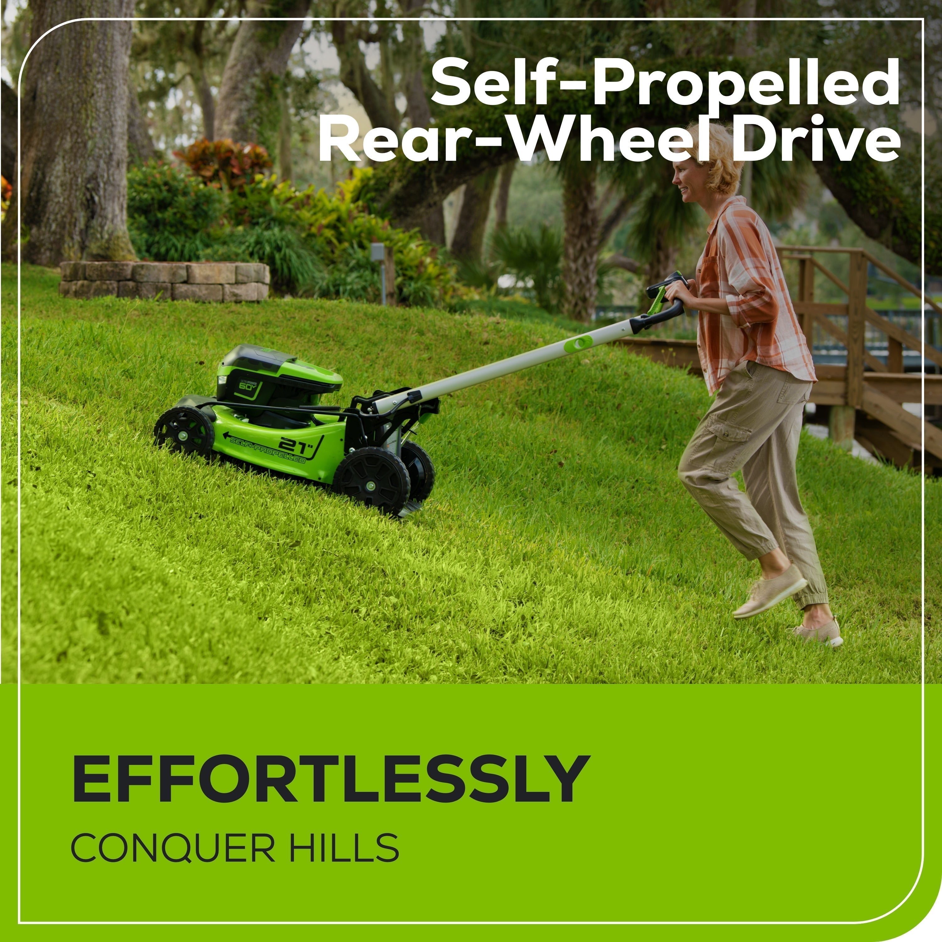 60V 21" Cordless Battery Self-Propelled Lawn Mower w/ Two (2) 4.0Ah Batteries & Dual Port Charger, LM2116S