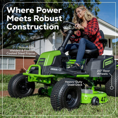 60V 42" Cordless Battery CrossoverT Riding Lawn Mower: (6) 8.0 Ah Batteries and (3) Dual-Port Turbo Chargers, CRT4261