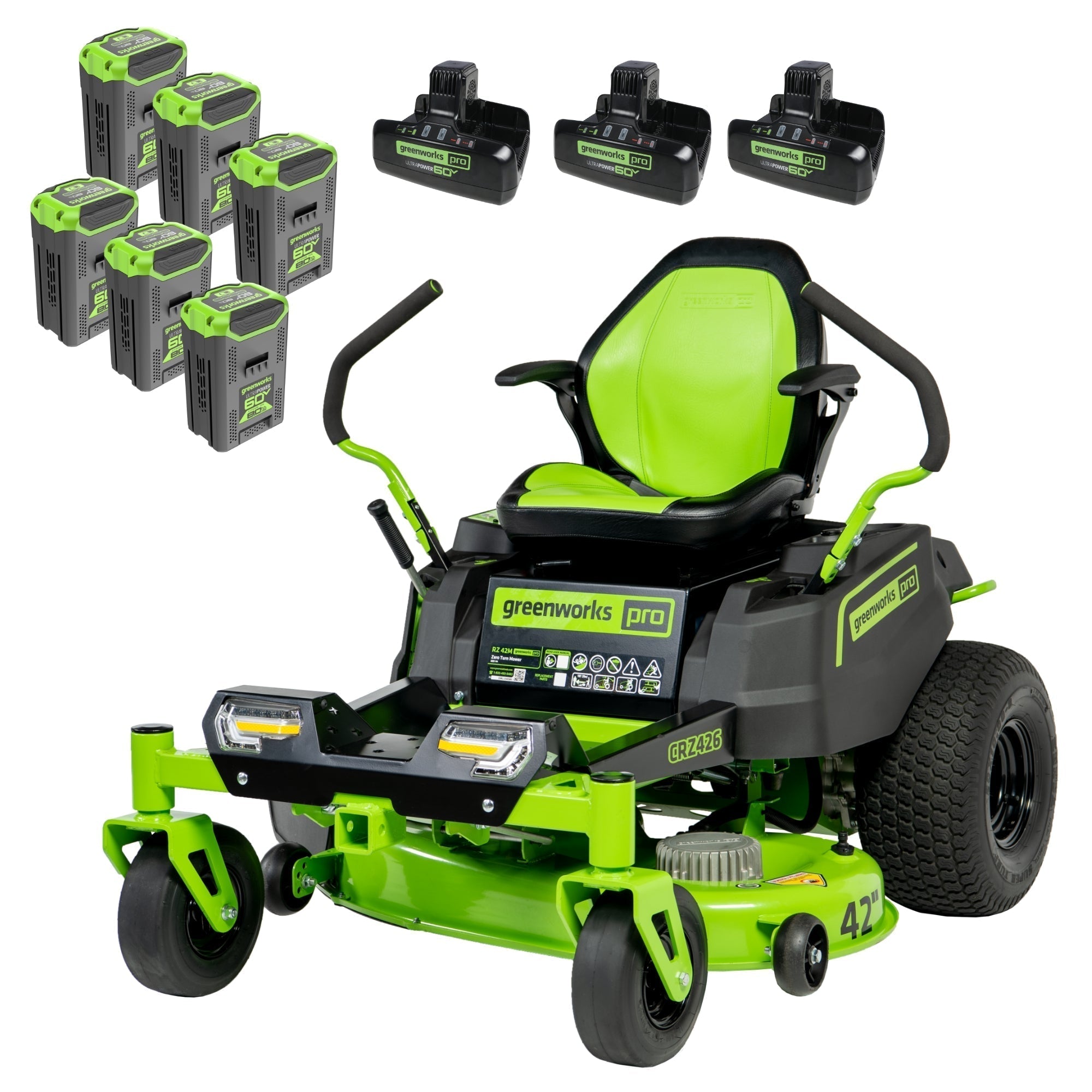 60V 42” Electric CrossoverZ Zero Turn Mower with (6) 8 Ah Batteries and (3) Dual Port Turbo Chargers, CRZ4261
