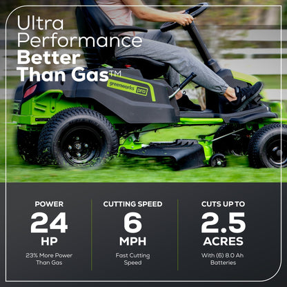 60V 42" Cordless Battery CrossoverT Riding Lawn Mower: (6) 8.0 Ah Batteries and (3) Dual-Port Turbo Chargers, CRT4261