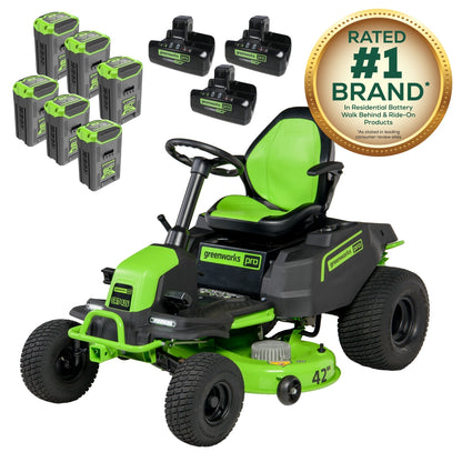 60V 42" Cordless Battery CrossoverT Riding Lawn Mower: (6) 8.0 Ah Batteries and (3) Dual-Port Turbo Chargers, CRT4261