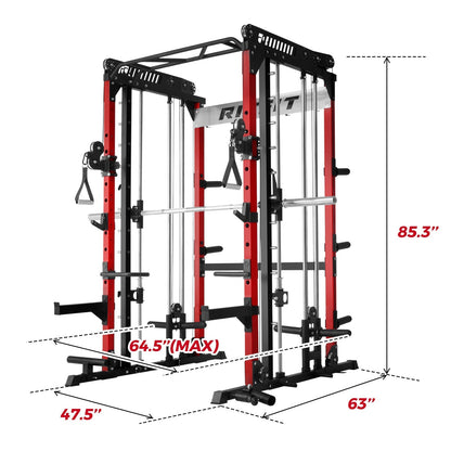 M1 PRO Multi-Functional Smith Machine with Cable Crossover System and Squat Rack for Home Gym