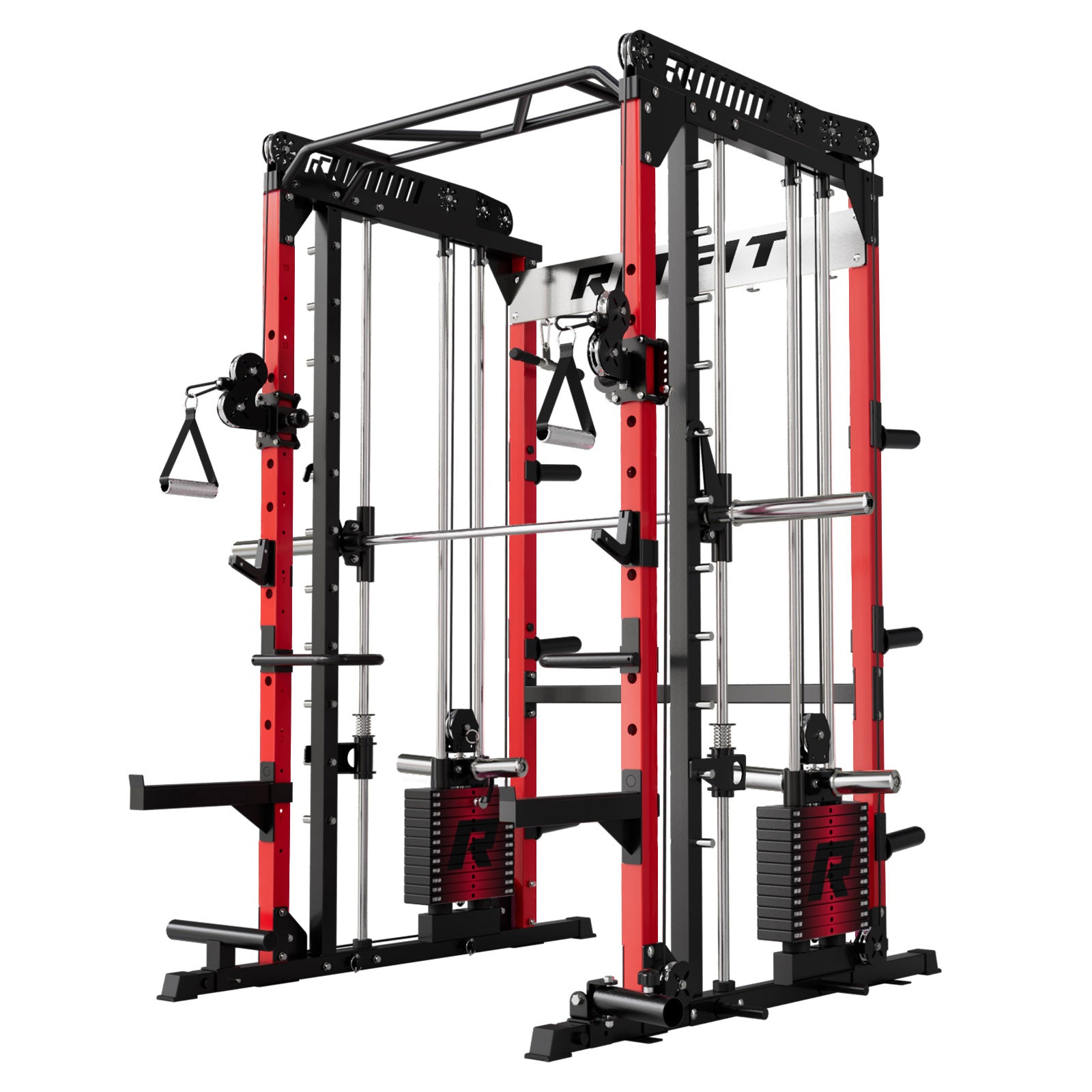 RitFit M1 PRO multi-functional Smith machine with cable crossover system and squat rack for home gym workouts.