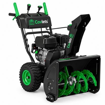 covlets 212cc 2-Stage Gas Snow Blower with Electric Start, 24-Inch Clearing Width, Power Steering & Heated Hand Grips