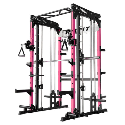 RitFit M1 PRO Multi-Functional Smith Machine with cable crossover system and squat rack for home gym use.