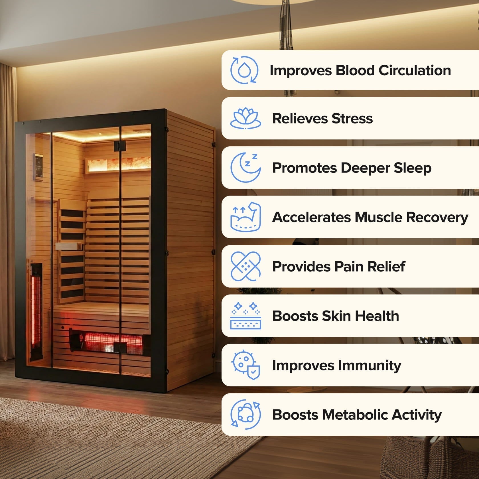 Full Spectrum Infrared Sauna With Red Light Therapy Panel